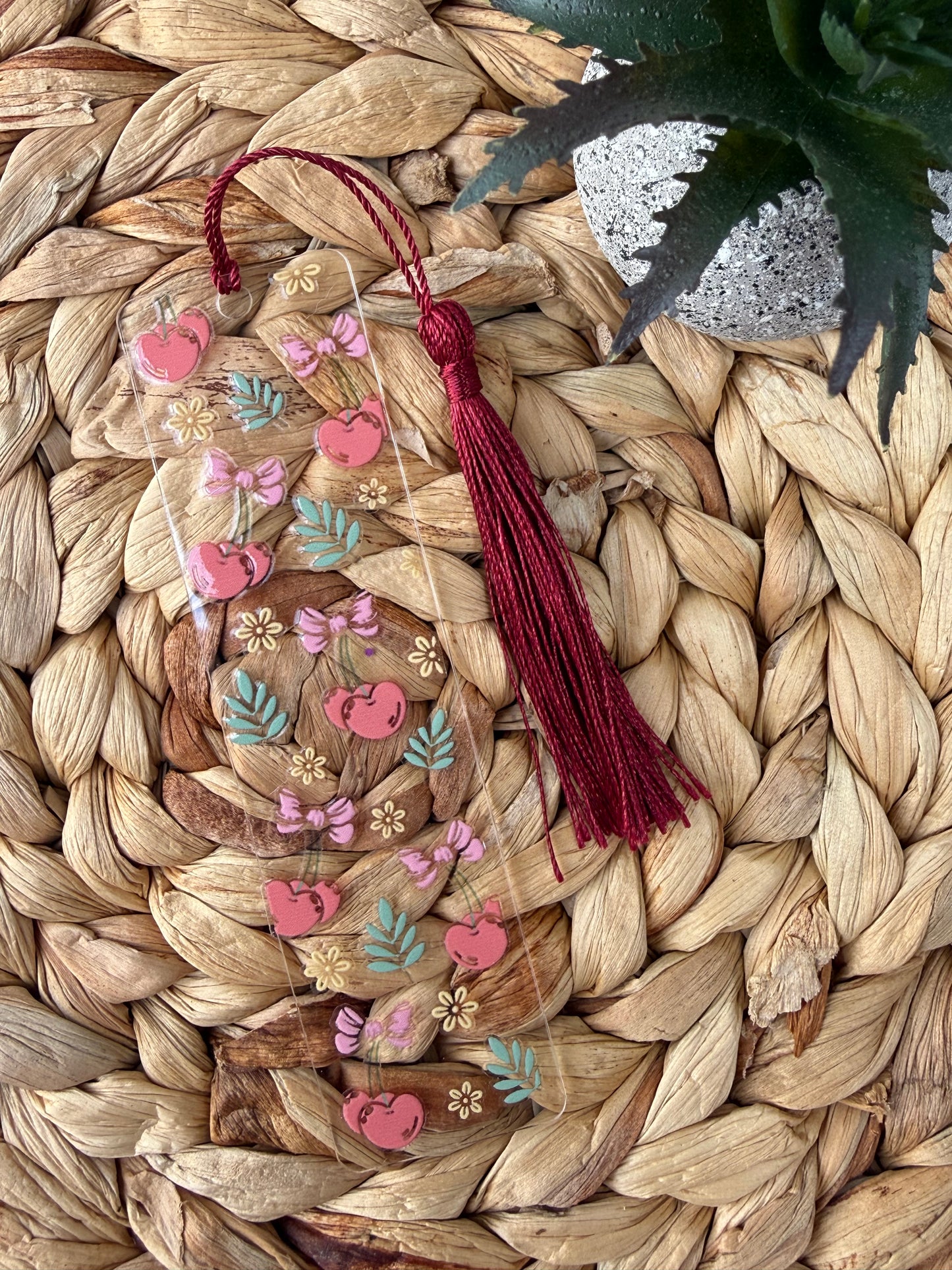 Acrylic bookmark - Cherry Bowtie