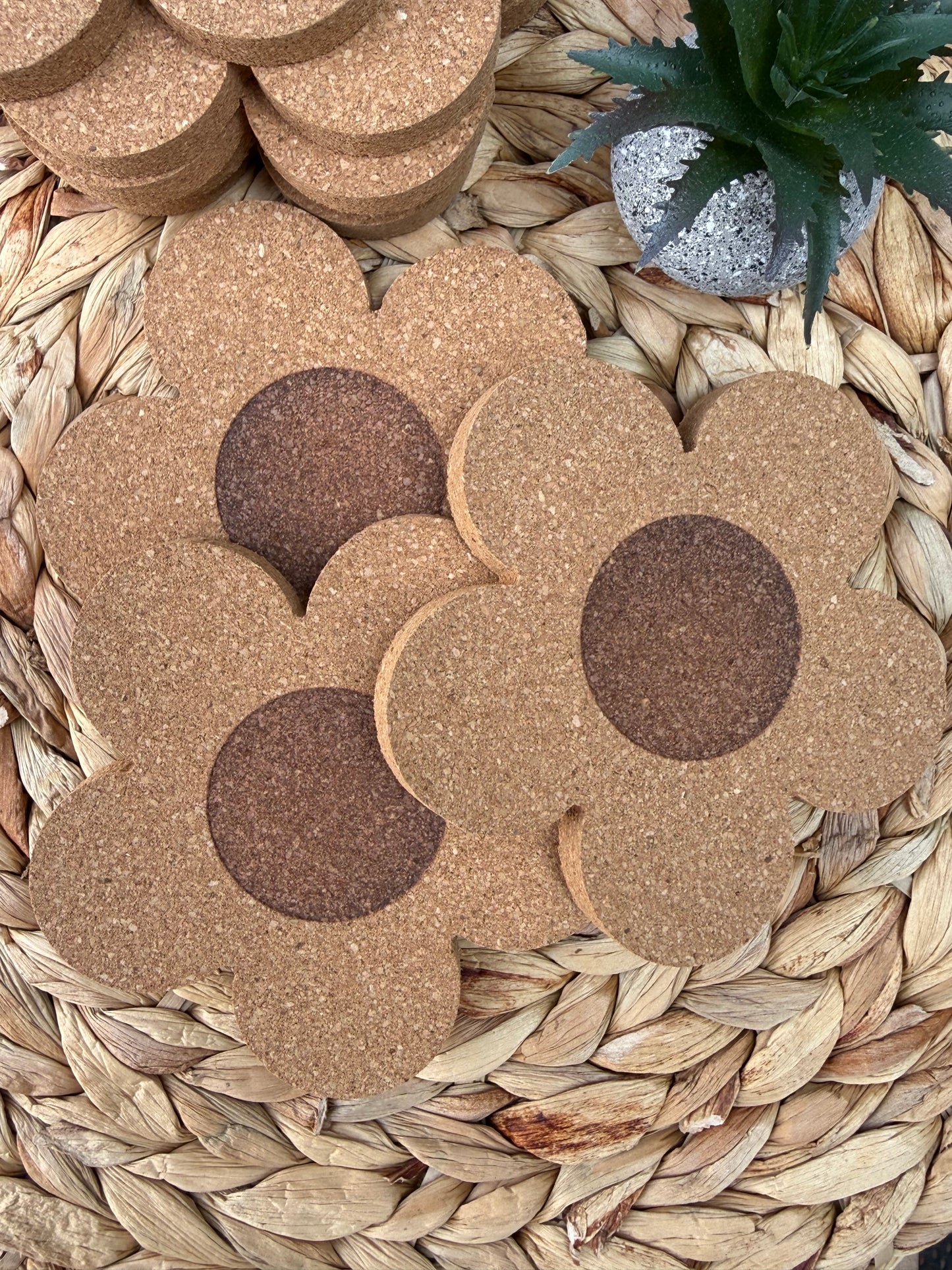 Flower Shaped Cork Coasters (Sets of 2)
