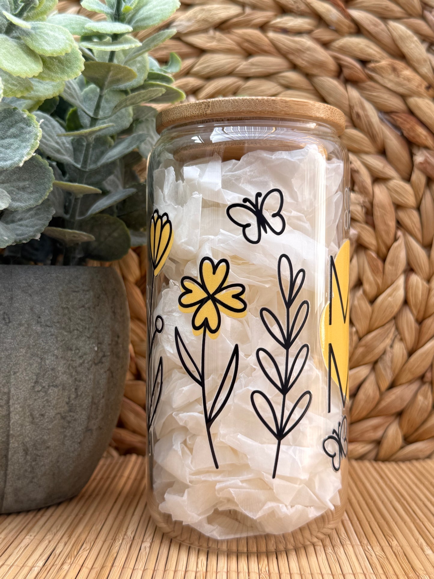 MaMa Glass Tumbler 3 - Lid & Glass Straw 16oz (455ml)