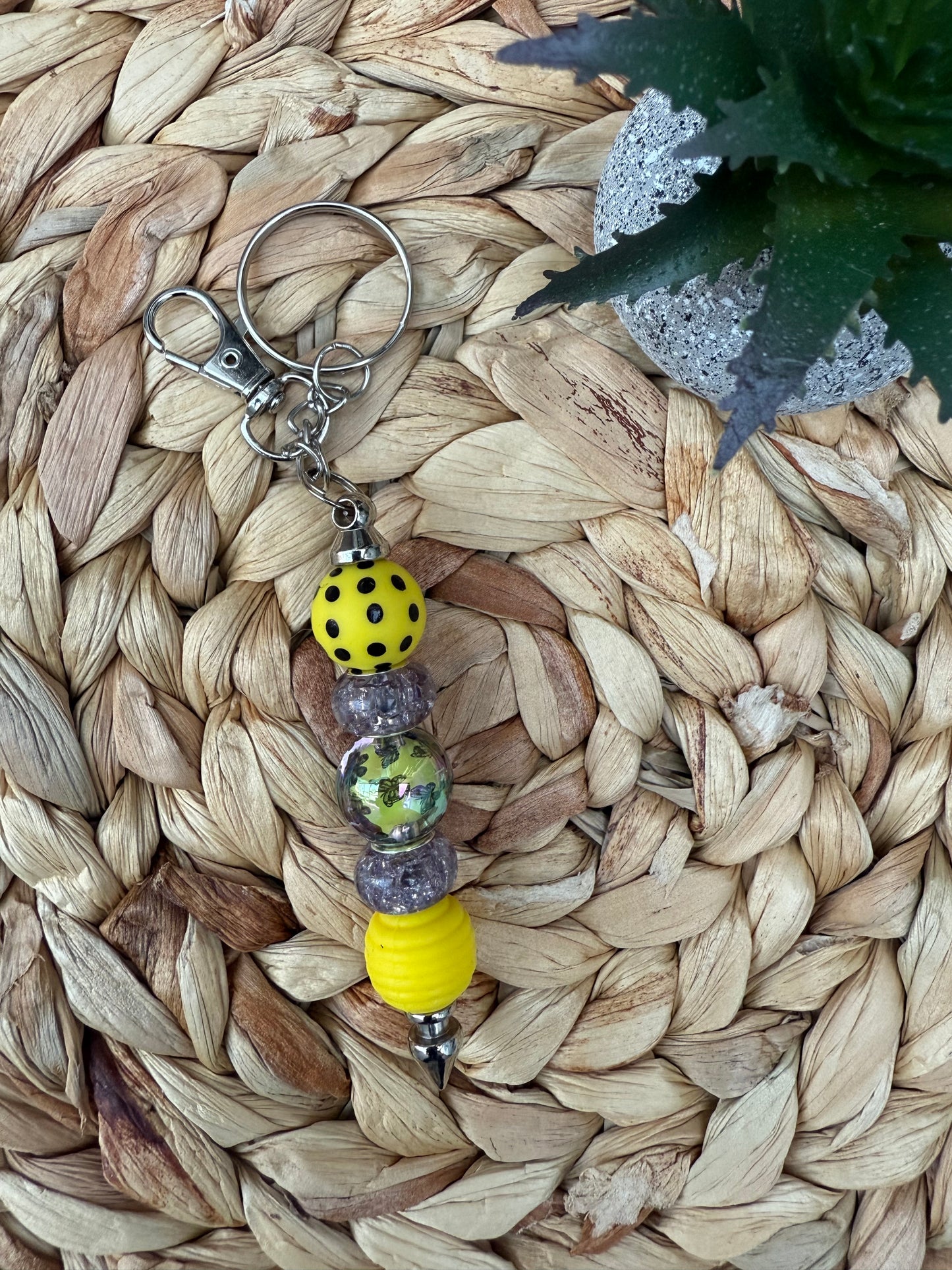 Sunny Buzz Beaded Keychain