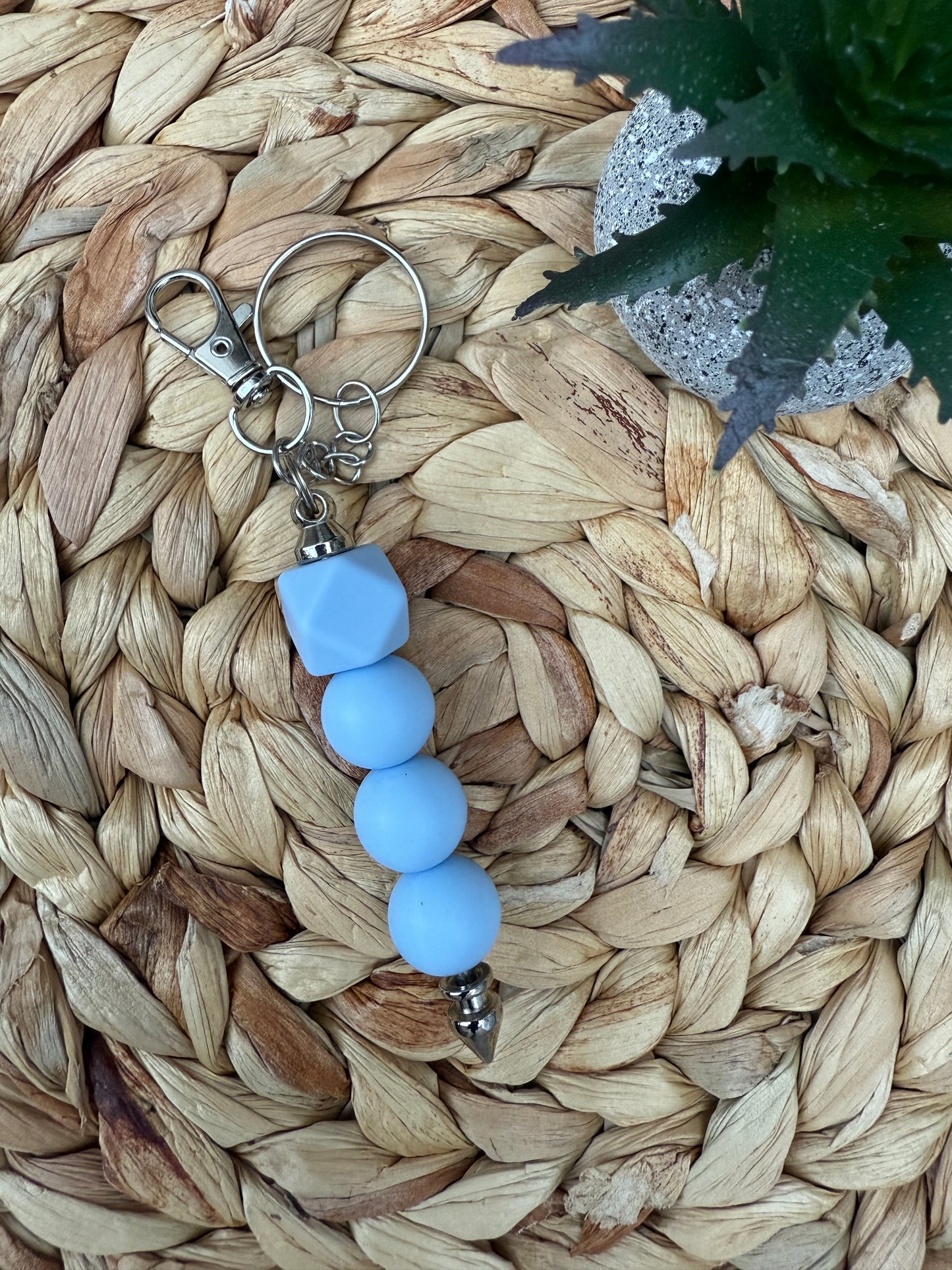 Blue Horizon Beaded Keychain