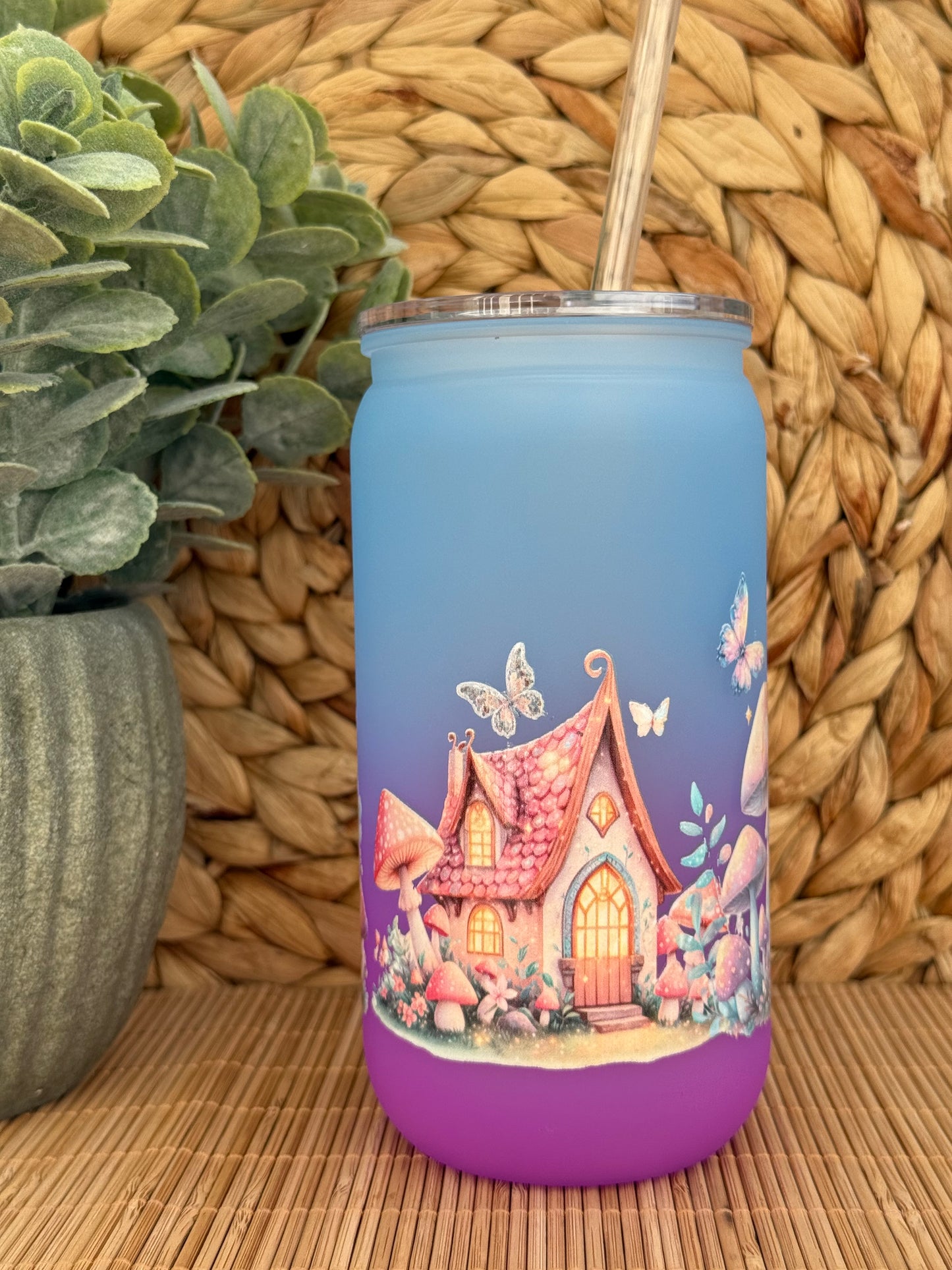 Fairy Dreams Frosted Tumbler - Lid & Straw 16oz (455ml)