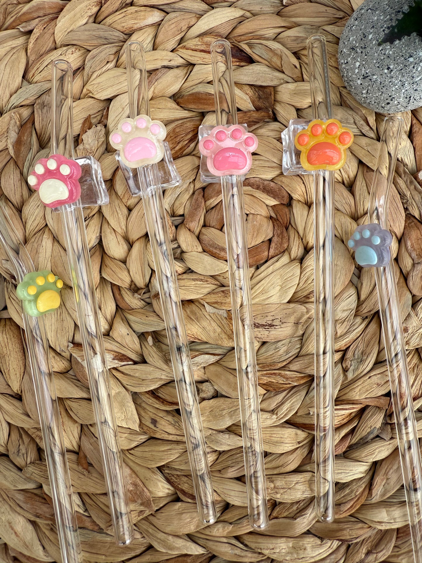 Paw Print Glass Straws