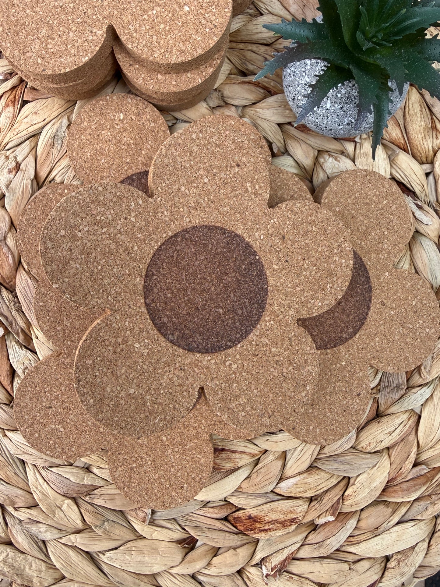 Flower Shaped Cork Coasters (Sets of 2)