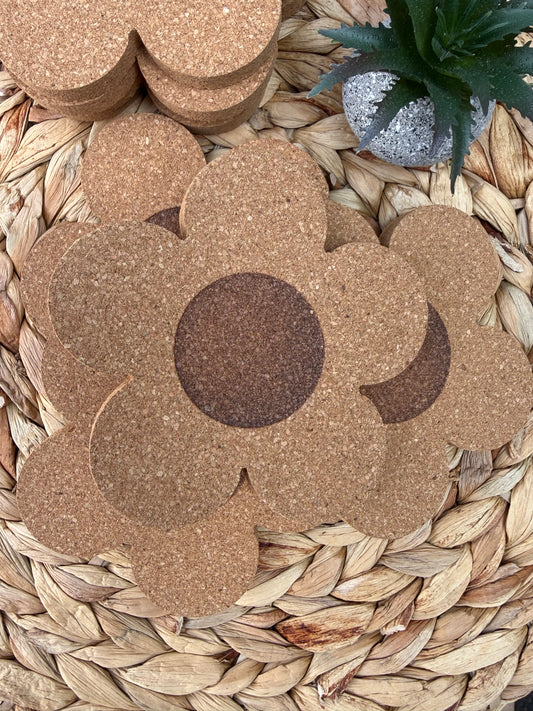 Flower Shaped Cork Coasters (Sets of 2)