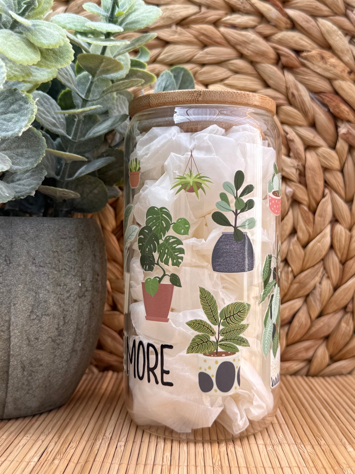 Garden Glass Tumbler 1 - Lid & Glass Straw 16oz (455ml)