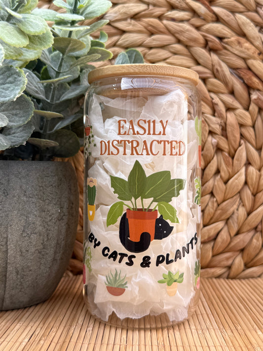 Garden Glass Tumbler 2 - Lid & Glass Straw 16oz (455ml)