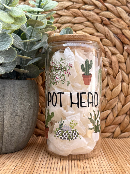 Garden Glass Tumbler 5 - Lid & Glass Straw 16oz (455ml)