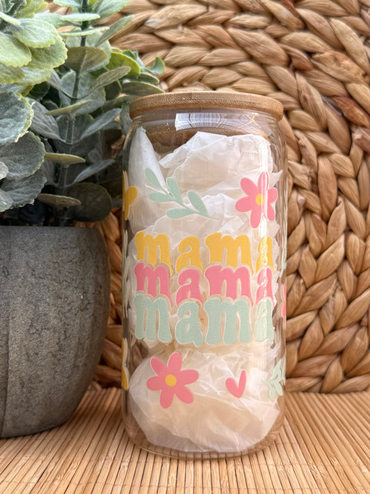 MaMa Glass Tumbler 1 - Lid & Glass Straw 16oz (455ml)