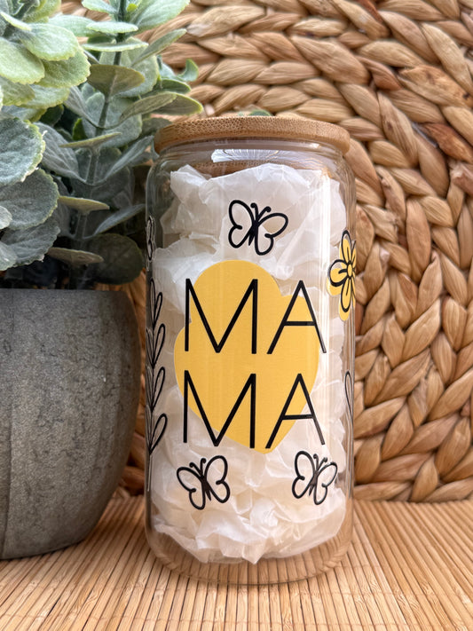 MaMa Glass Tumbler 3 - Lid & Glass Straw 16oz (455ml)