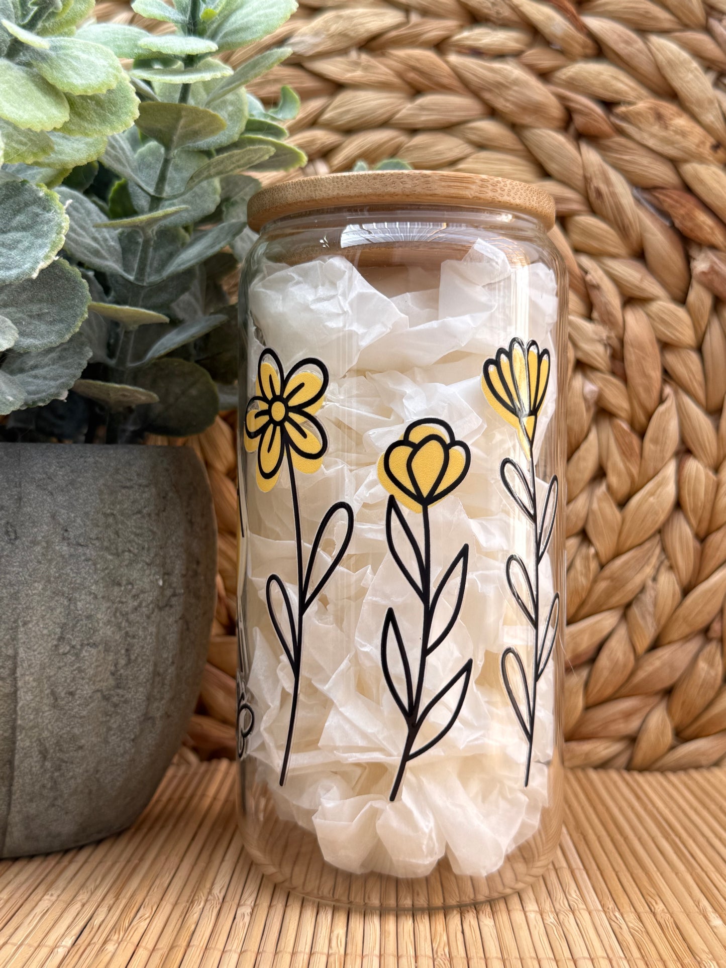 MaMa Glass Tumbler 3 - Lid & Glass Straw 16oz (455ml)