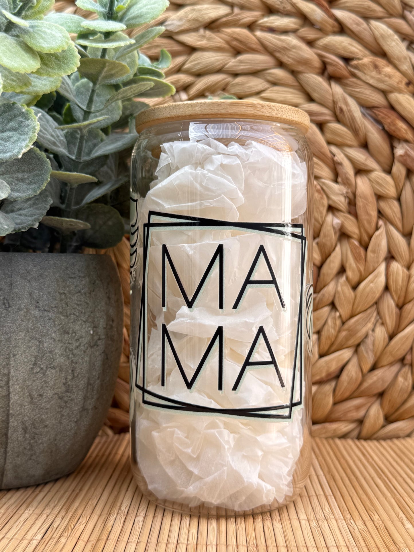 MaMa Glass Tumbler 4 - Lid & Glass Straw 16oz (455ml)