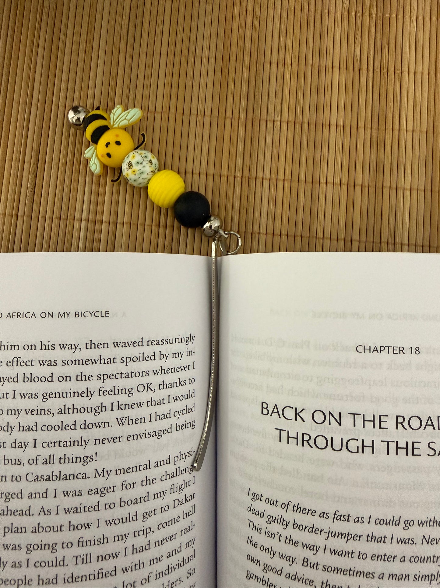 Mint Leopard Beaded Metal Bookmark