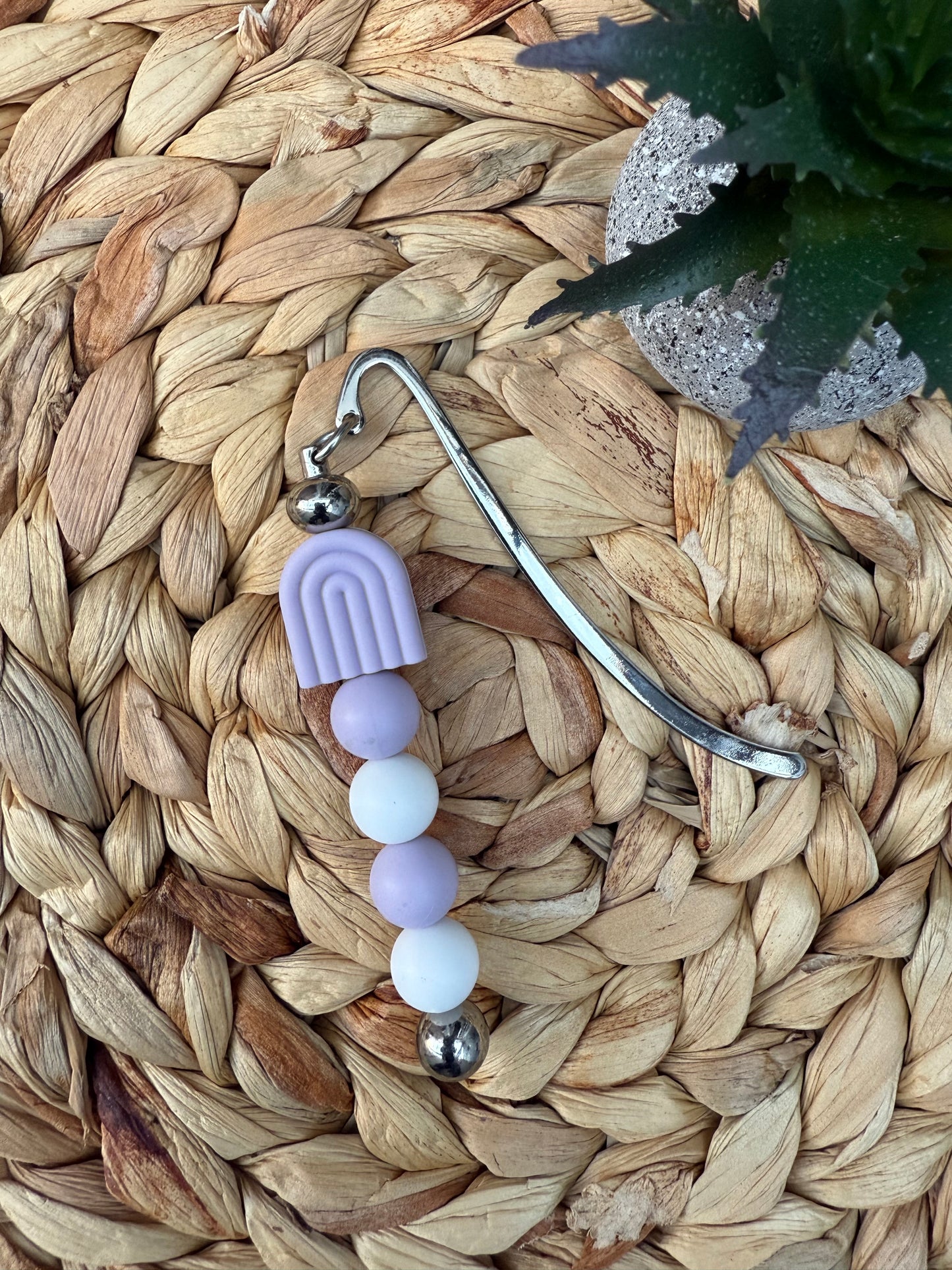 Lilac Rainbow Beaded Metal Bookmark