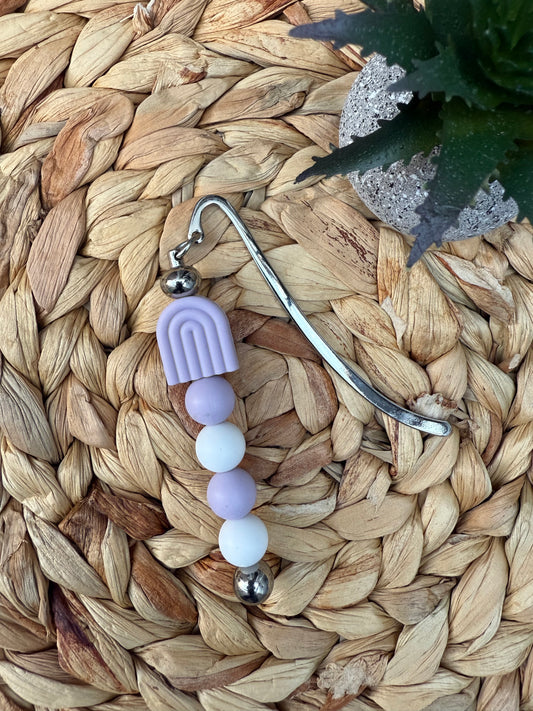 Lilac Rainbow Beaded Metal Bookmark