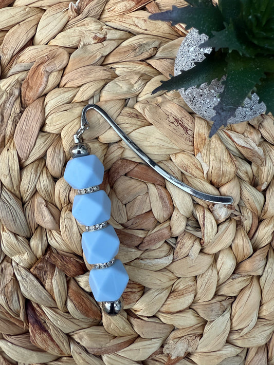 Blue Beaded Metal Bookmark