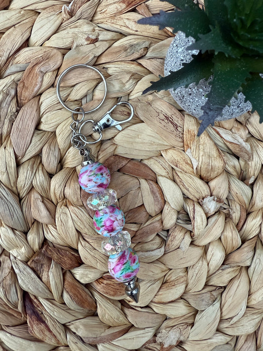 Blooming Rose Beaded Keychain