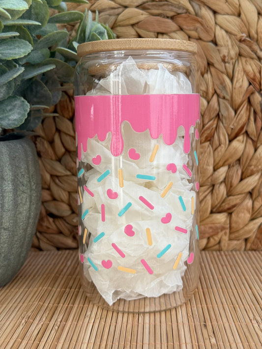 Sprinkle Delight Premium Glass Tumbler – Bamboo Lid & Reusable Glass Straw 16oz (455ml)