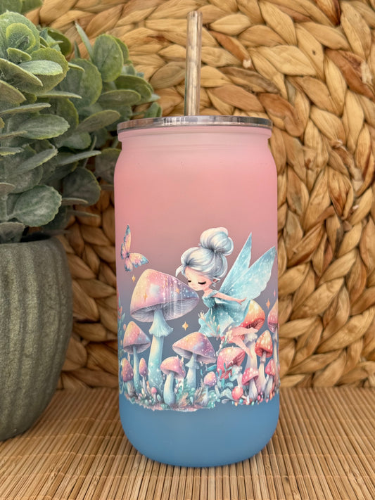 Enchanted Fairy Garden Frosted Tumbler - Lid & Straw 16oz (455ml)