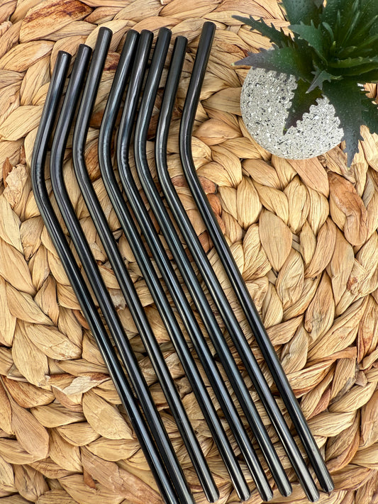 Black Stainless Steel Reusable Straws