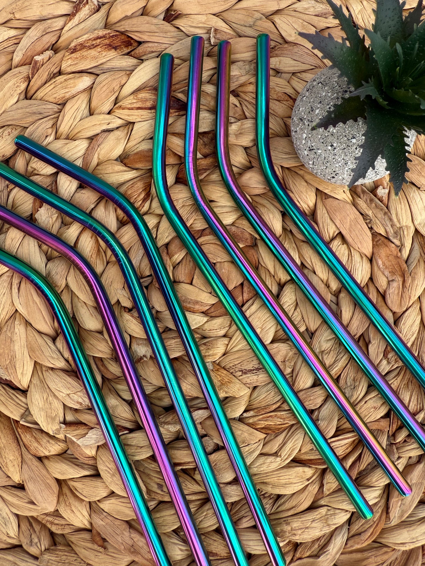 Rainbow Stainless Steel Drinking Straws (Bent)