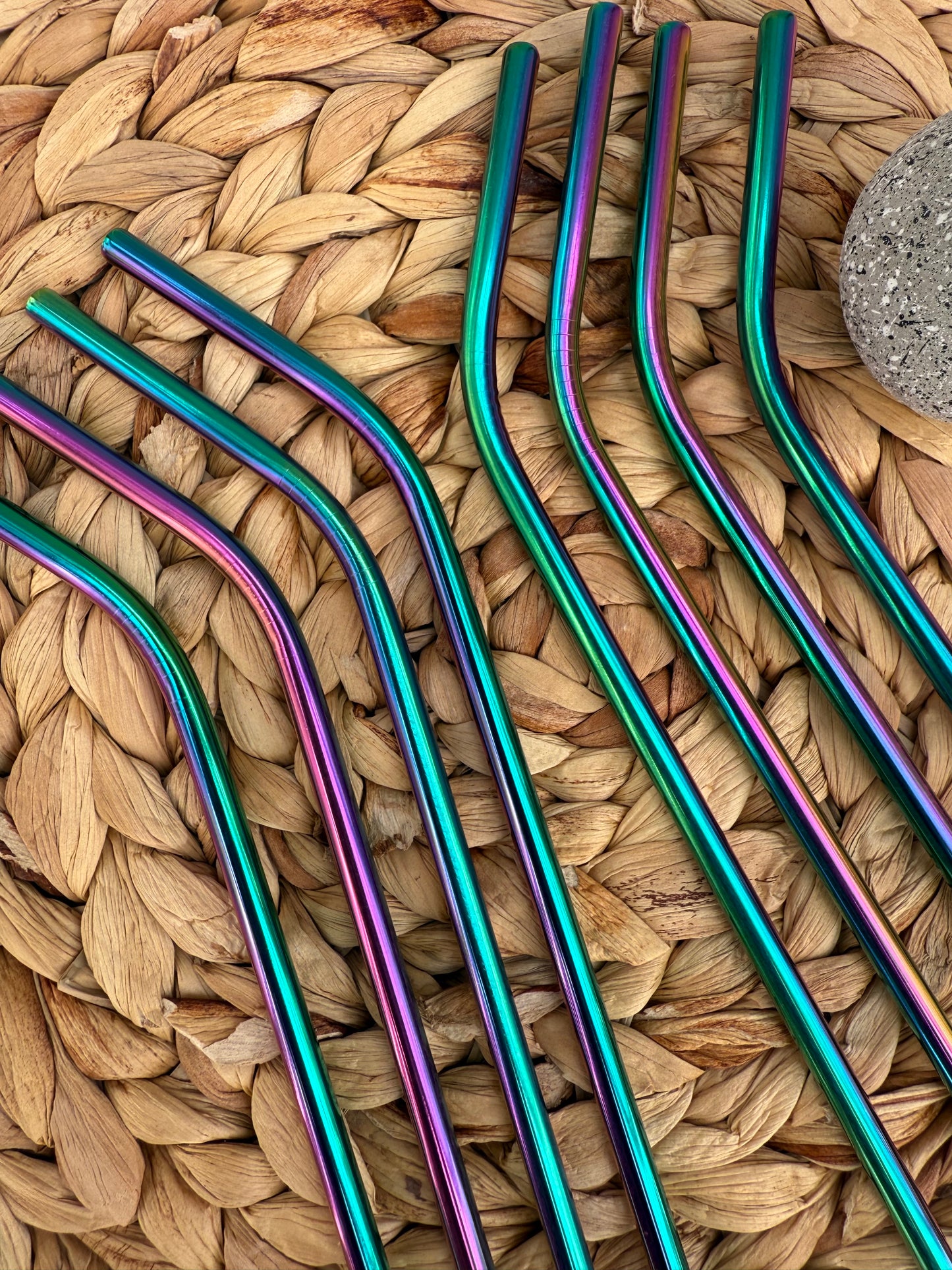 Rainbow Stainless Steel Drinking Straws (Bent)