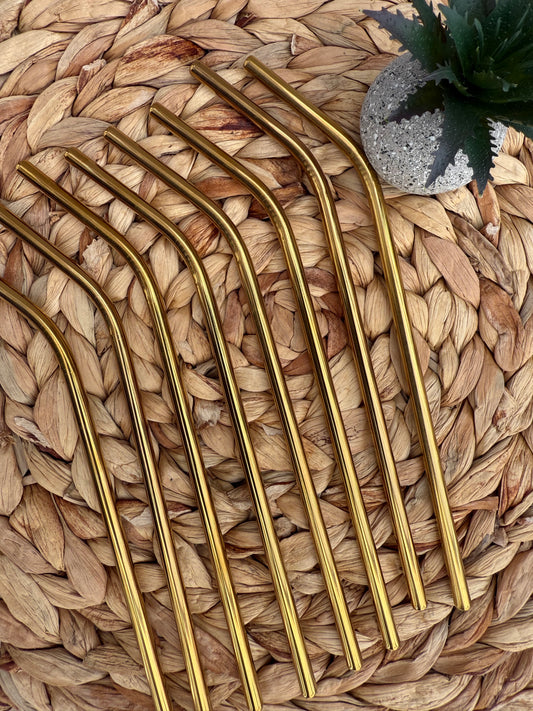 Gold Stainless Steel Bent Straws