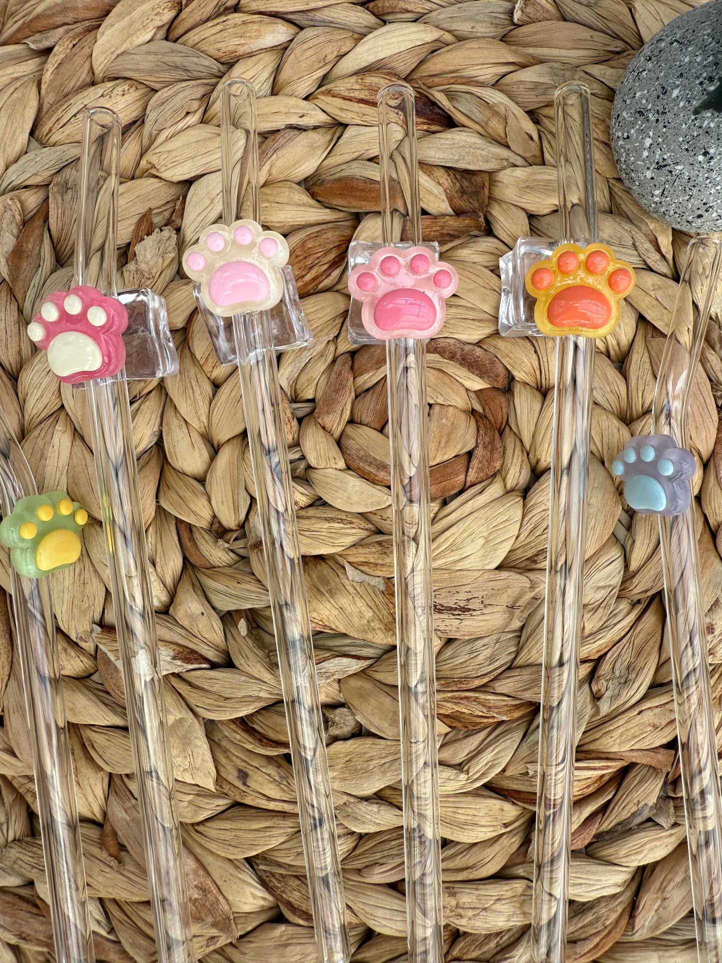 Paw Print Glass Straws