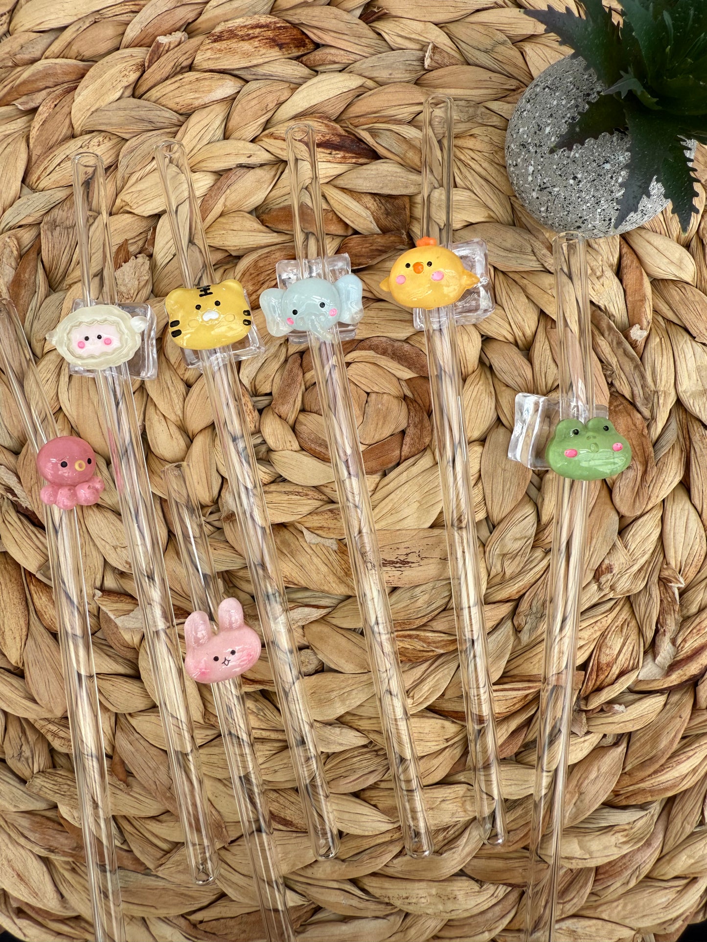 Animal Friends Glass Straws