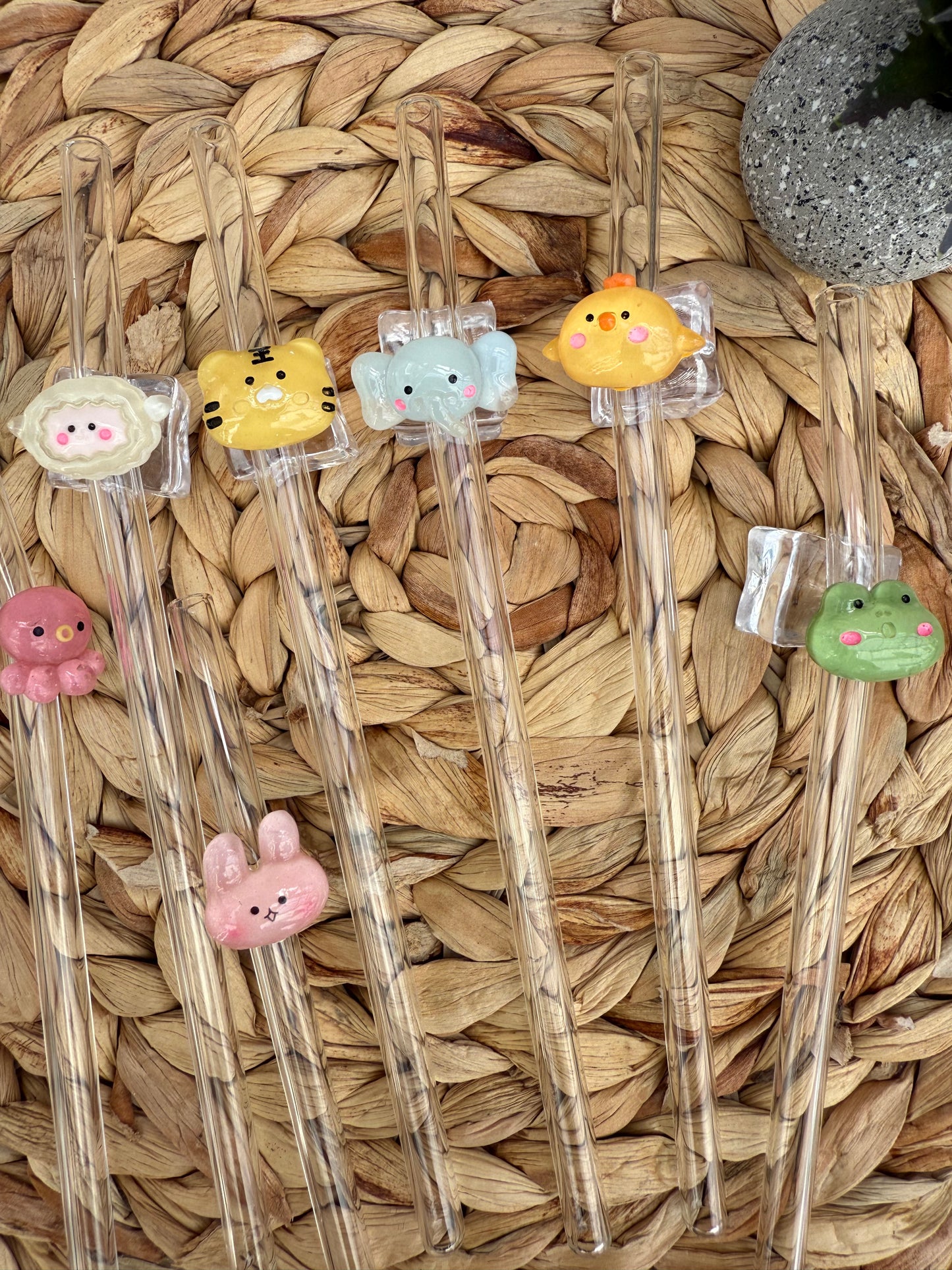 Animal Friends Glass Straws