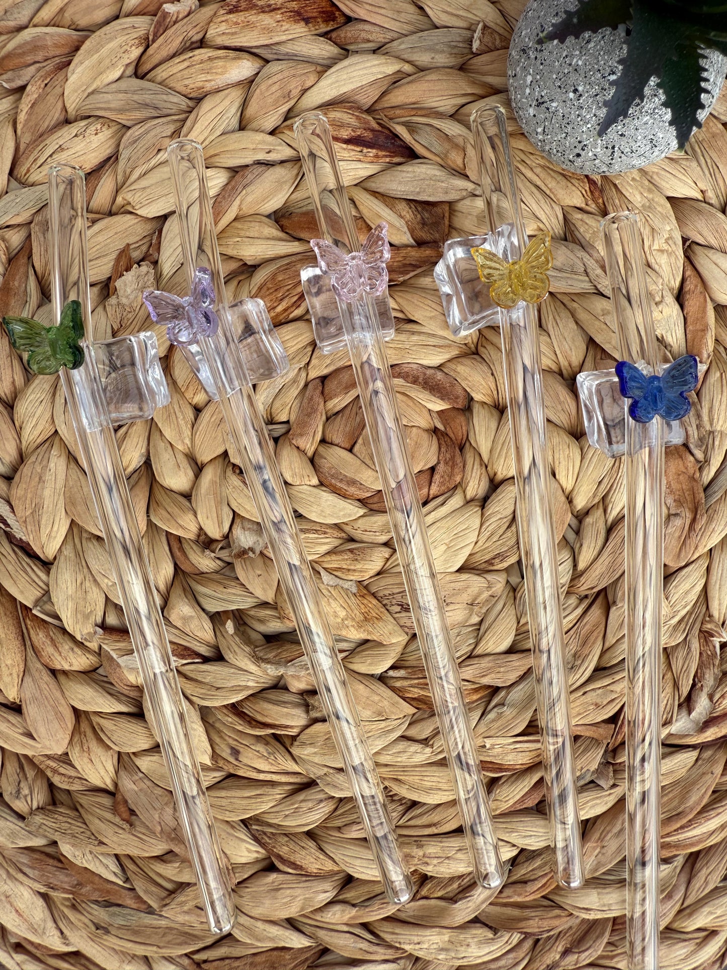 Butterfly Glass Straws