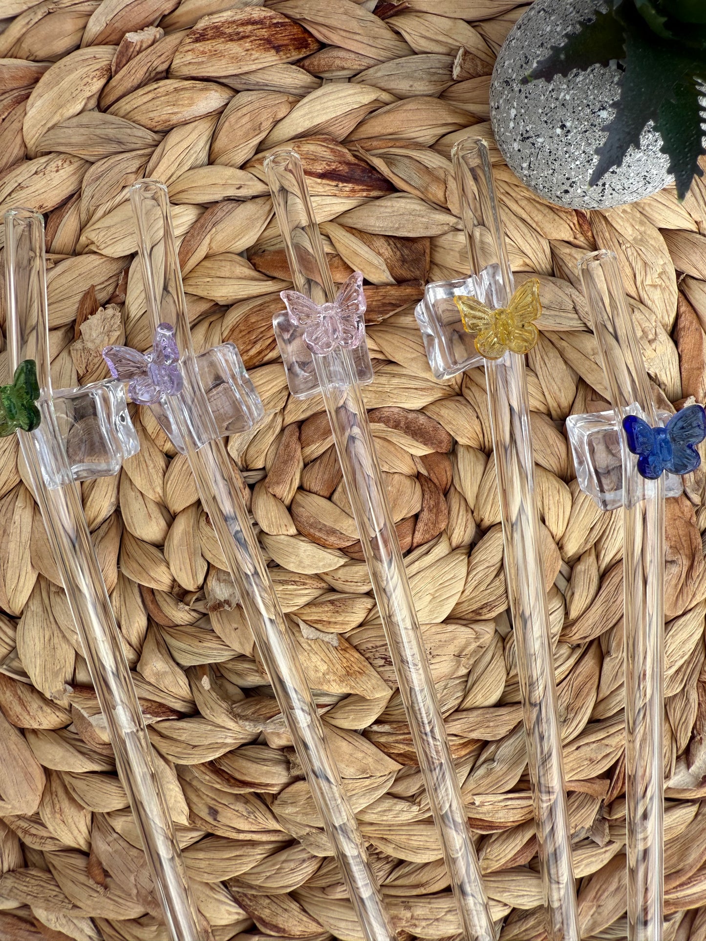 Butterfly Glass Straws