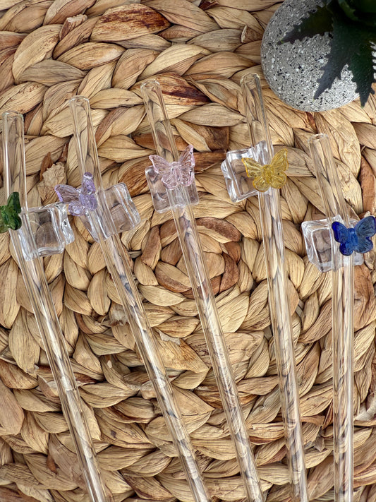 Butterfly Glass Straws