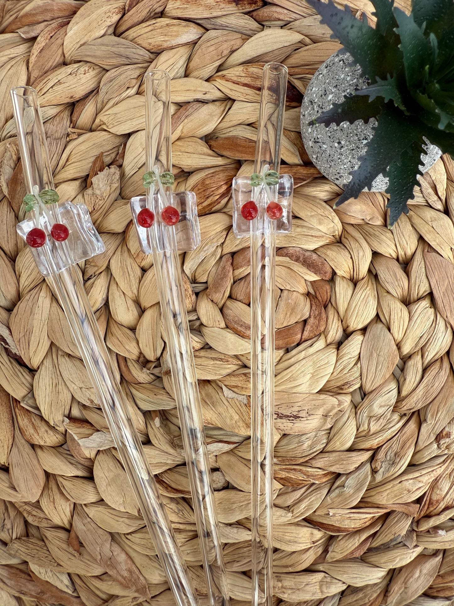 Cherry Charm Glass Straw