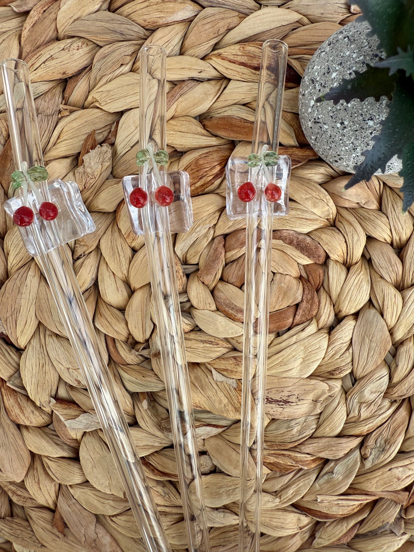 Cherry Charm Glass Straw